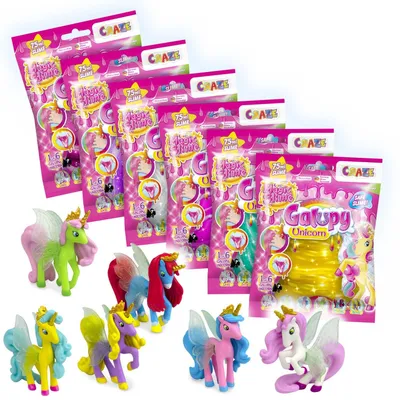Immagine prodotto di CRAZE Magic Slime: confezione da 6 slime con glitter e unicorno Galupy