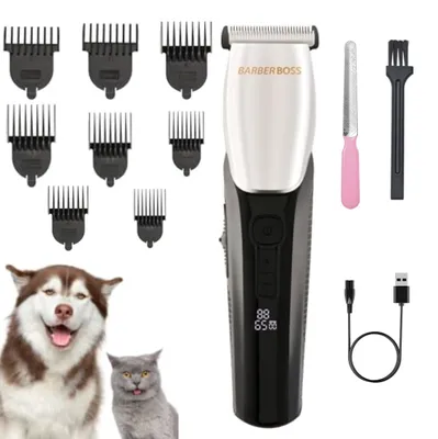 Zdjęcie produktu dla Maszynka do strzyżenia włosów dla psów i kotów BarberBoss, przeznaczona do pielęgnacji sierści, cicha, wodoodporna