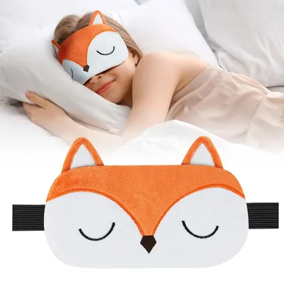 Produktbild von Schlafmaske für Kinder, niedliche 3D-Tier-Schlafmaske mit flauschigen Details, flauschige Cartoon-Schlafmaske, Geschenkidee, Schlafmaske für Kinder und Erwachsene – Orange