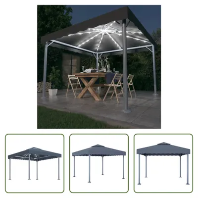 Produktbild von The Living Store Pavillon mit LED-Lichterkette 300x300 cm Anthrazit Aluminium
