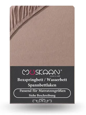 Produktbild von Premium Jersey Spannbettlaken 140x200 cm - 160x220 cm + 40 cm Boxspringbett mit Elasthan nougat