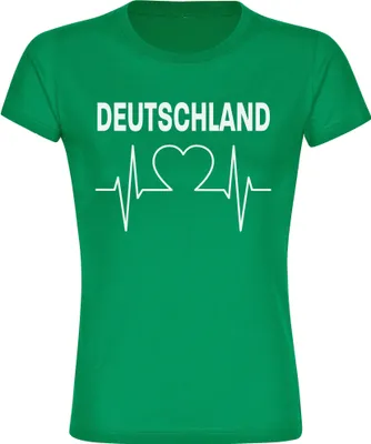 Produktbild von multifanshop Damen T-Shirt - Deutschland - Herzschlag, grün, Größe S