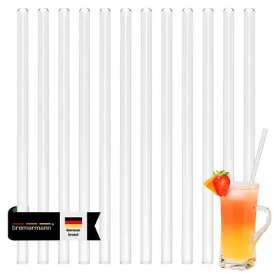 Obrázok produktu pre Sklenené slamky Bremermann – 12 kusov, dĺžka 25 cm, vrátane 4 čistiacich kefiek