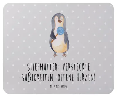 Produktbild von Mr. & Mrs. Panda Mauspad Stiefmutter Herzen - Grau Pastell - Geschenk, laptop, Mousepad, mousematte, Verwandte, Mouse Pad, Bonusmutter, Geschenke, computer, Humor, Herz