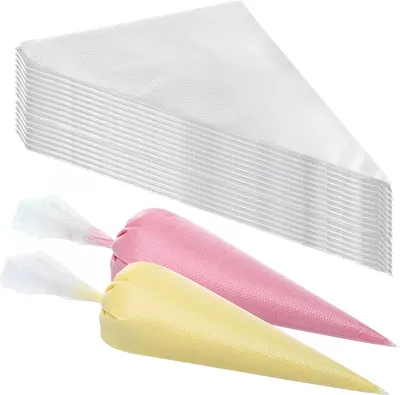 Produktbild von Wegwerf Spritzbeutel - 100 Stück - 31 x 21 cm - große Wegwerf-Spritzbeutel - professionelle Spritzbeutel - extra dick und stark für das Dekorieren und Backen von Fondant-Torten und Cupcakes
