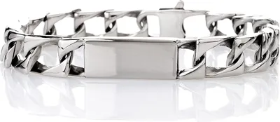 Produktbild von Edelstahl Panzer Armband Mit Platte Ideal Zum Eingravieren Hochglänzend 21cm - Herrenschmuck