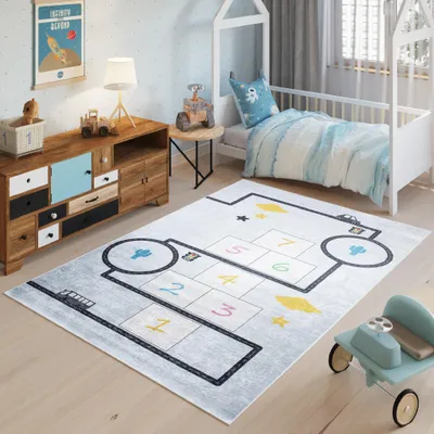 Obrázek produktu pro Tapiso koberec EMMA Moderní dětský pokoj Šedá Modrá Ložnice 140 x 200 cm