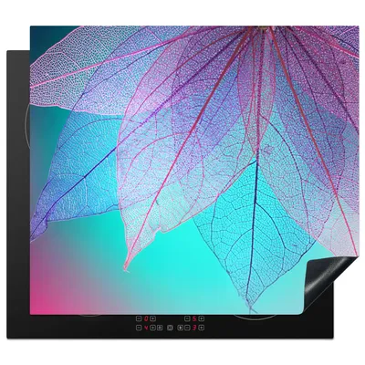 Produktbild von KitchenYeah© Herdabdeckplatte Blatt - Bunt - Natur - Abstrakt , 58x51cm, Küche Deko, Glaskeramikkochfeld Herdabdeckung, Abdeckplatte fùr Kochfeld