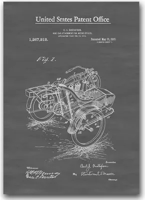 Produktbild von Poster - Canvas - Leinwand - 59,4 cm x 84,1 cm - Fotoposter - Leinwandkunst - Motorrad US-Patent