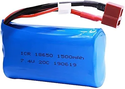 Zdjęcie produktu dla Akumulator Li-Ion 7.4V 1500mAh 15C T-Plug Wysokie Rozładowanie | Kompatybilny z samochodami RC T40, F49 | Złącze T-plug, niebieski, 67 * 37 * 19mm