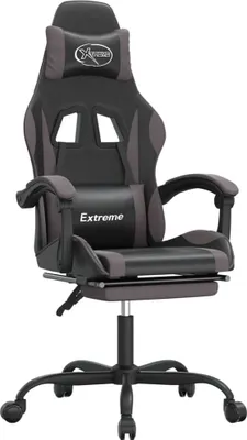 Produktbild von Gaming-Stuhl mit Fußstütze Schwarz und Grau Kunstleder