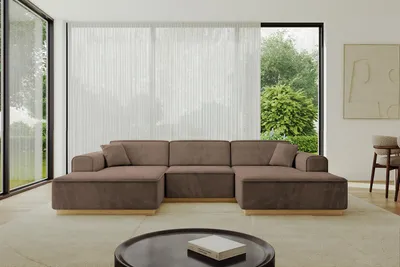 Produktbild von ALTDECOR Ecksofa in U-Form IREA-U1-v2 301x165x80 cm Braun Corner Sofa Bett Eckcouch Couch L-Form Wohnlandschaft Cauchsofa