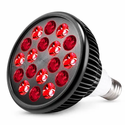 Produktbild von LED Rotlichtlampe E27 54W, Rotlicht Infrarot Lampe mit 660nm & 850nm, Nahinfrarotlicht Wärmelampe für Zuhause, Büro und Wellness