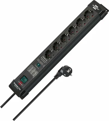 Produktbild von Brennenstuhl 1951160400 - 1,8 m - Drinnen - IP20 - Schwarz - 6 AC-Ausgänge - 90 mm