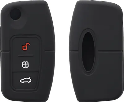 Produktbild von kwmobile Autoschlüssel Silikon Hülle kompatibel mit Ford 3-Tasten Klappschlüssel Autoschlüssel - Schlüsselhülle in Schwarz