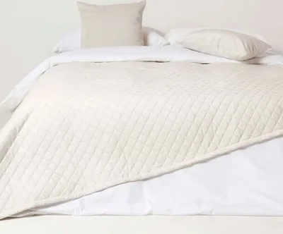 Produktbild von HOMESCAPES Samtdecke creme 150 x 200 cm - Wohndecke gesteppt