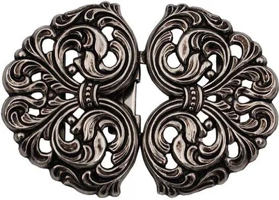 Zdjęcie produktu dla Srebrny rzep do dirndla, 58 mm x 42 mm, metalowy