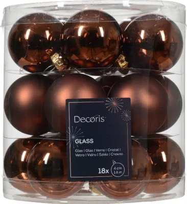 Produktbild von Weihnachtskugeln Glas 4cm 18 Stück - Espressobraun