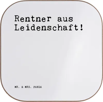Produktbild von Mr. & Mrs. Panda Tassen Untersetzer Rentner aus Leidenschaft!  - Weiß - Geschenk, Glas, Pensionierung, Tischschoner, gläseruntersetzer, Rentnerin, Tischuntersetzer