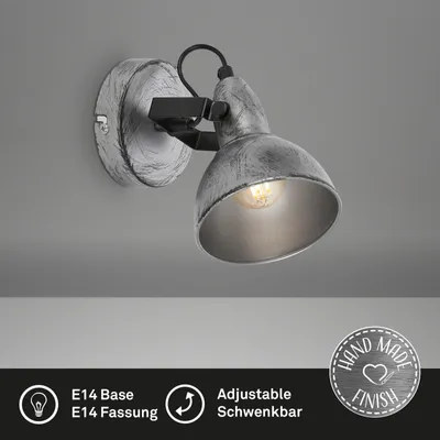 Produktbild von Wandleuchte Briloner E14-Fassung 15,5CM Wandlampe Schwenkbar Spot Metall Strahler Antik-Silber