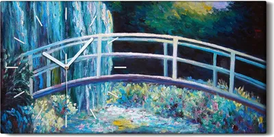 Produktbild von Leinwand Uhr Küche Wohnzimmer Bild Kunstdruck 60x30 Gemälde auf Brücke durch - weiße Hände