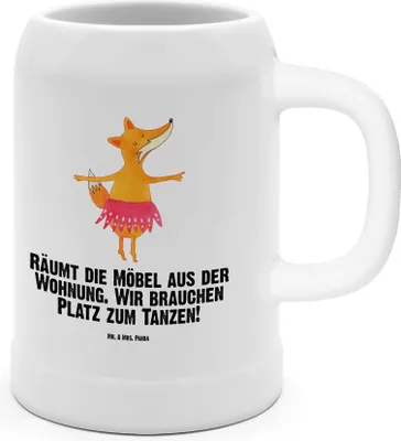 Produktbild von Mr. & Mrs. Panda Krug Fuchs Ballerina - Weiß - Geschenk, Seidel, Humpen, Yeah, Bier, Tanzen, Ballett, Party, Geburtstag, Steinkrug, Keramikkrug
