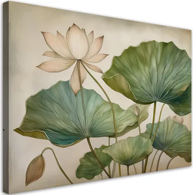 Produktbild von Leinwandbild Lilienpflanzenblätter 100x70 Feeby Grün bild für die wand bereit zum aufhängen