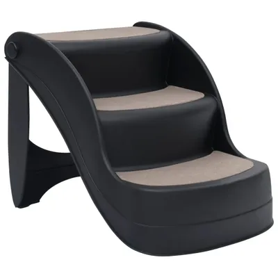 Produktbild von vidaXL Hundetreppe mit 3 Stufen Klappbar Schwarz