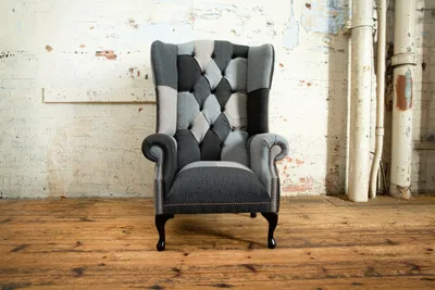 Zdjęcie produktu dla Oryginalny fotel skrzydłowy Chesterfield fotel kanapa sofa tapicerowane siedzisko salon relaks nowy