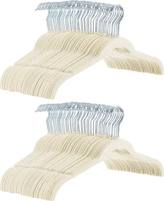 Produktbild von Amazon Basics Kleiderbügel für Hemd/Kleid, mit Samt überzogen, 100er-Pack, Elfenbein