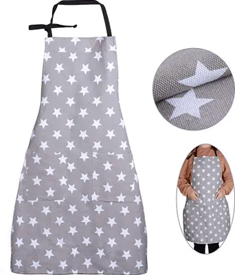 Produktbild von Sterne Schürze mit Tasche Verstellbare Kochschürze Küchenschürze Latzschürze Grill Bakcen Damen Schürze für Frauen Kochen Arbeit Hausarbeit
