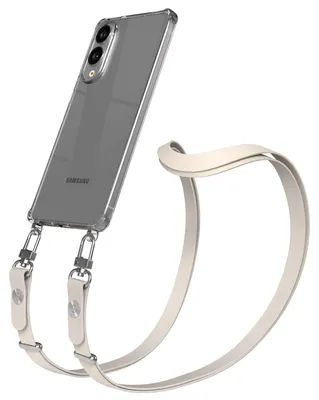 Produktbild von EAZY CASE Handykette magnetisch mit Handyhülle für Samsung Galaxy S25 Edge, Crossbody Handyband 1-1,90m verstellbar mit 2 Ösen in Creme