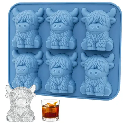 Eiswürfelform Highland Kuh, Silikon, 6 Fächer, 15x12x2,3 cm
