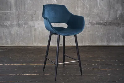 Produktbild von KAWOLA Barhocker ZAJA Barstuhl Sitzhöhe 76 cm Velvet petrol