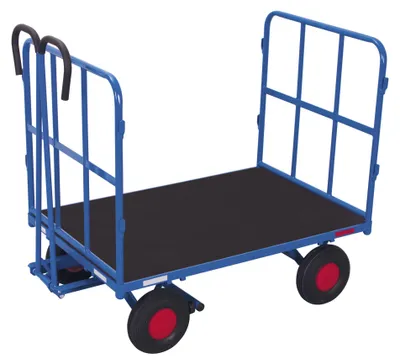 Produktbild von VARIOfit Handpritschenwagen mit 2 Rohrgitterwänden Luftbereifung 1.140 x 800 mm Traglast 700 kg
