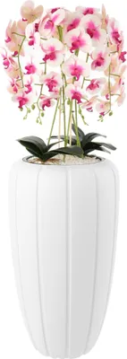 Produktbild von Künstliche Orchidee Kaskaden Blumenstrauß Cremerosa im Topf Weiß, 125 cm Hoch, gummierte Blumen, 5 Triebe Heimbüro Dekoration