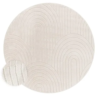 Produktbild von TT Home Wohnzimmer Teppich Schlafzimmer Hochflor Skandinavisches Design Unifarben Geometrisch Boho Style Modern Waschbar Größe 120 cm Rund