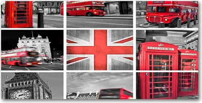 Produktbild von Tulup® Leinwandbild - 140x70 cm - Wandkunst - Drucke auf Leinwand - Leinwanddruck  - Sehenswürdigkeiten & Architektur - Rot - Collage London