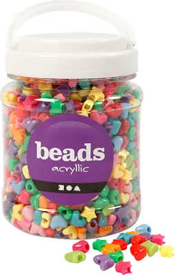 Produktbild von Creativ Company Figurenperlen, D 10 mm, Lochgröße 3,5 mm, ca. 1530 Stück, verschiedene Farben, 400 g, 700 ml 1 Box