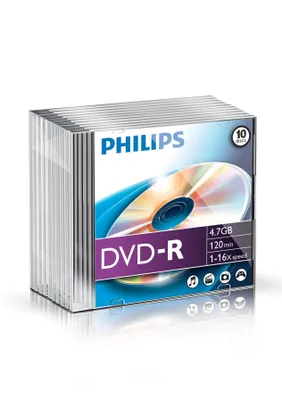 Produktbild von Philips DVD-Rohlinge, 120Min, 4.7GB, Speed 16x, Slimcase (10 Disc)