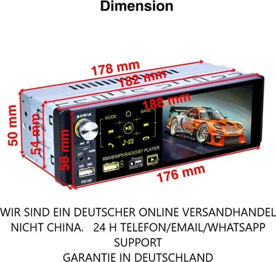 Produktbild von 4.1 Zoll  1DIN Autoradio Empfänger MP5, Video Player FM & AM Bluetooth USB SD.