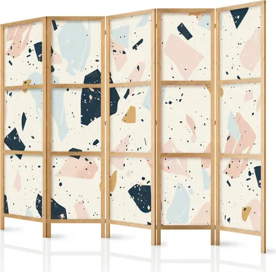 Obrázek produktu pro Japonský paraván Pozadí a vzory 225x172 cm 5dílný bílý