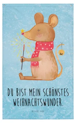 Produktbild von Mr. & Mrs. Panda Tapestry Maus Weihnachten - Eisblau - Geschenk, Hängedeko, Frohe, Weihnachtsgruß, Weihnachtsmotiv, Gobelin, Boho Wandteppich, Wandtuch, Wandbild
