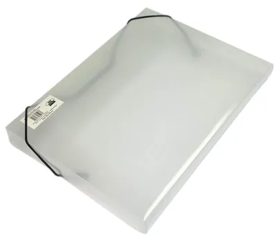 Produktbild von Dokumentenbox, A4, transparent, 30 mm, Gummibandverschluss (335 x 245 x 30 mm),