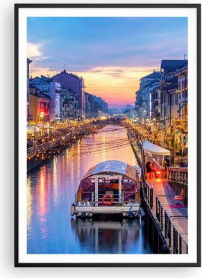 Produktbild von Gerahmtes Poster - Schwarzer Rahmen - Kanal Grande Abend - 70x100 cm - Wand Bild - Wanddeko - Wandbilder - Kunstposter - Wandposter - Bilderrahmen - Bilder - Kunstdruck - Wandbild - P2BPA70x100-4331