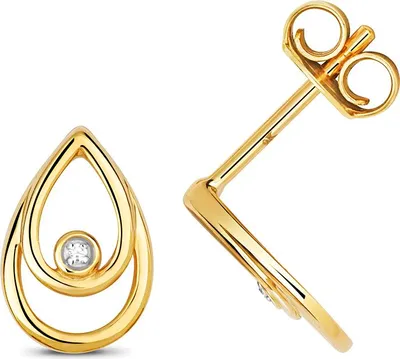 Produktbild von Funkelndes Feuer Edle 9 Karat (375) Gold Damen - Diamant Paar Ohrstecker Brillant-Schliff H - I1 - 10mm*7mm; TRS35398