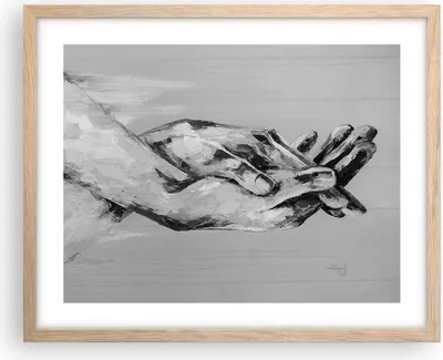 Produktbild von Gerahmtes Poster - Rahmen in heller Eiche - Handschriftlich Hände Schwarzweiß - 50x40 cm - Wand Bild - Wanddeko - Wandbilder - Kunstposter - Wandposter - Bilderrahmen - Bilder - P2NAA50x40-4566