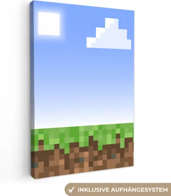 Obrázok produktu pre MuchoWow® - Plátno - Hry - Pixel - Hry - Tráva, nástenná maľba, nástenné dekorácie obrazy obývacia izba, 40x60cm