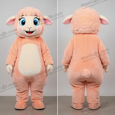 Produktbild von Plüsch-Maskottchen MASTICOT Suffolk-Schaf mit Pfirsich-Fleece und Cartoon-Gesicht