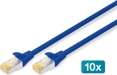Produktbild von Digitus CAT 6A S/FTP Patchkabel, 10 Stück, 5 m, Cat6a, S/FTP (S-STP), RJ-45, RJ-45, Blau
